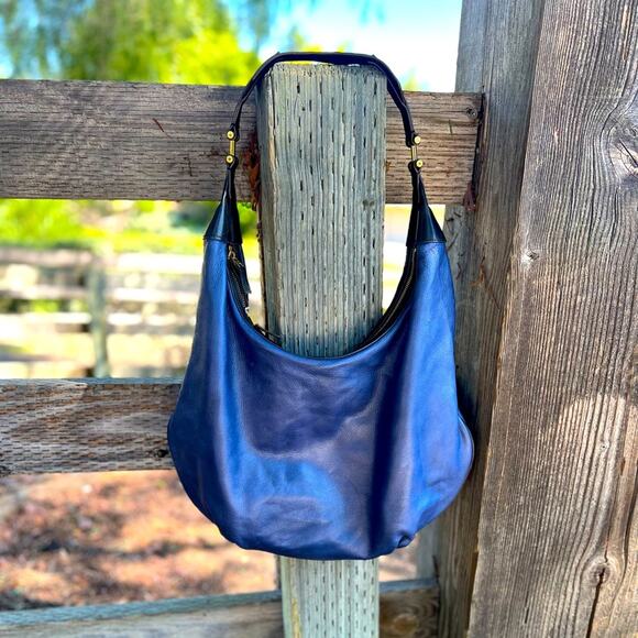 India hicks purse blue and black leather gold hardware - Picture 2 of 5